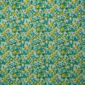 Green, Blue & Yellow Small Floral Cotton Fabric - Over 3/4 Yard - Blender